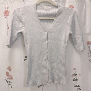 Grey Short Sleeve Ribbed Sweater